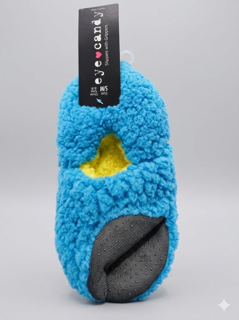 NWT Eye Candy Women's S/M Blue Slipper Socks with Grippers